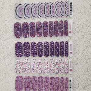 Bundle of 5 Jamberry Half Sheet Nail Wraps Purple Gray White